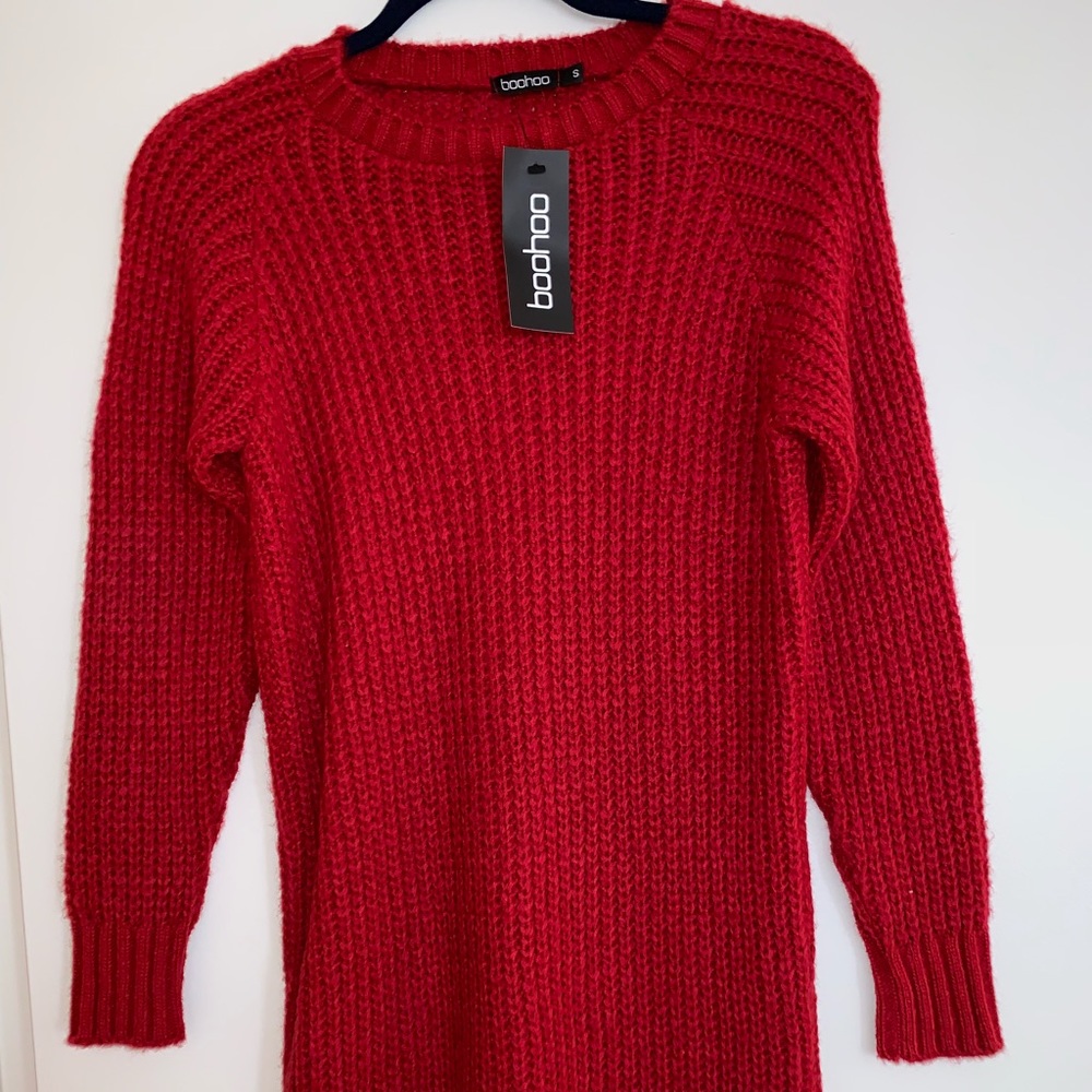BOOHOO Red sweater dress